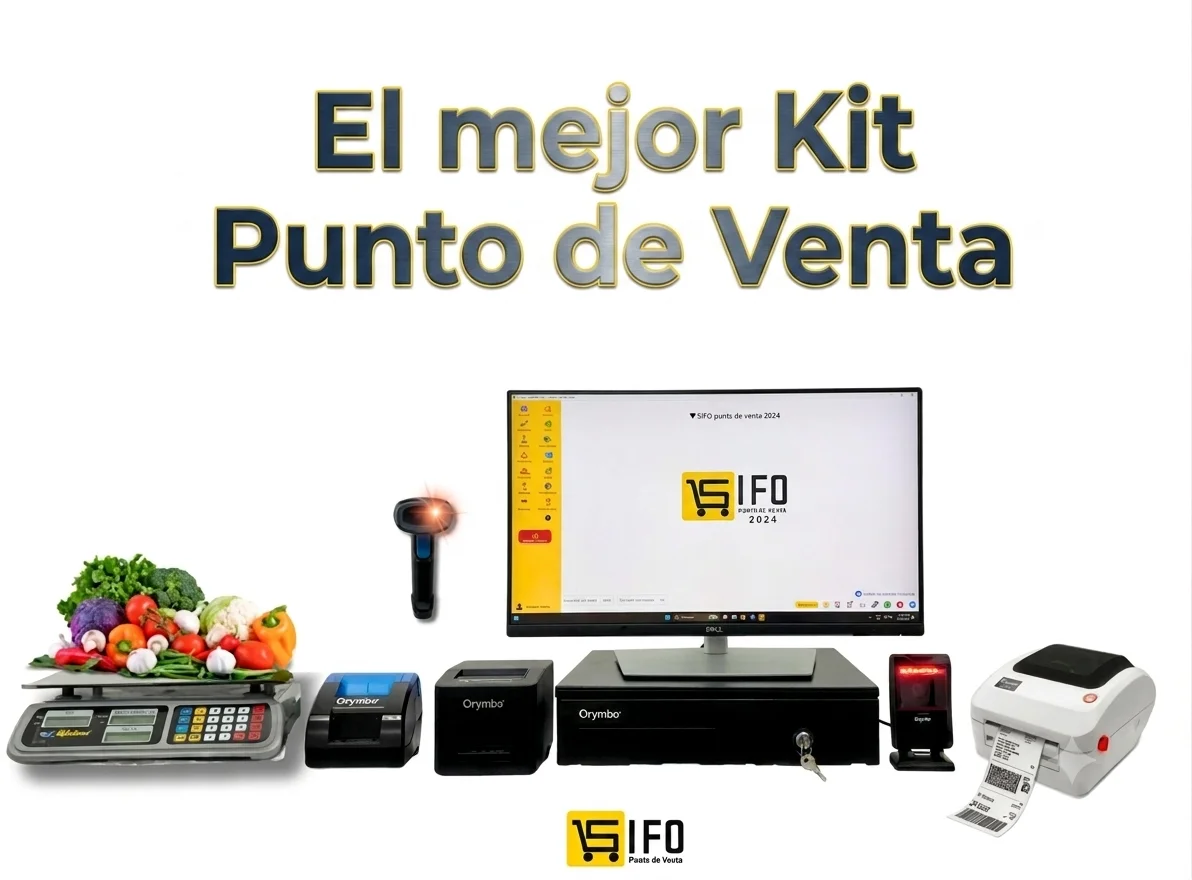 Kit de punto de venta para tienda de abarrotes con computadora, impresora, lector, báscula y cajón