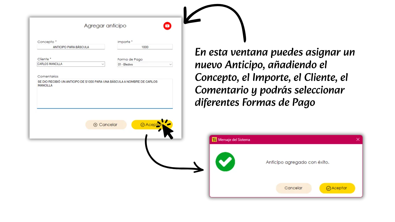 Filtros de anticipos