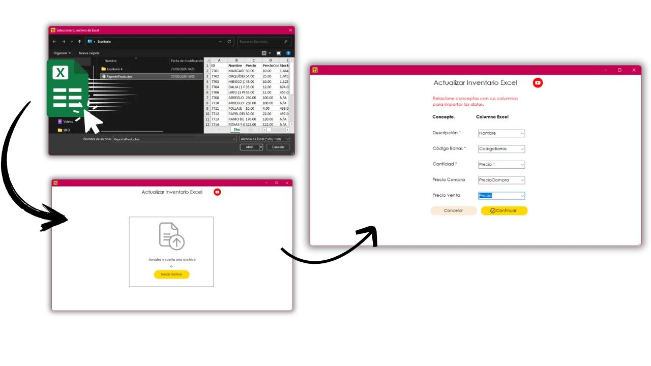 Confirmación de la actualización de inventario mediante archivo Excel