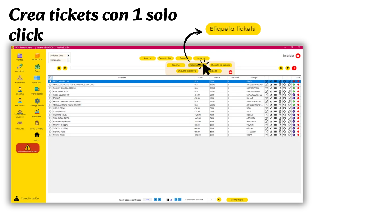 Generar Etiqueta tickets con un solo clic