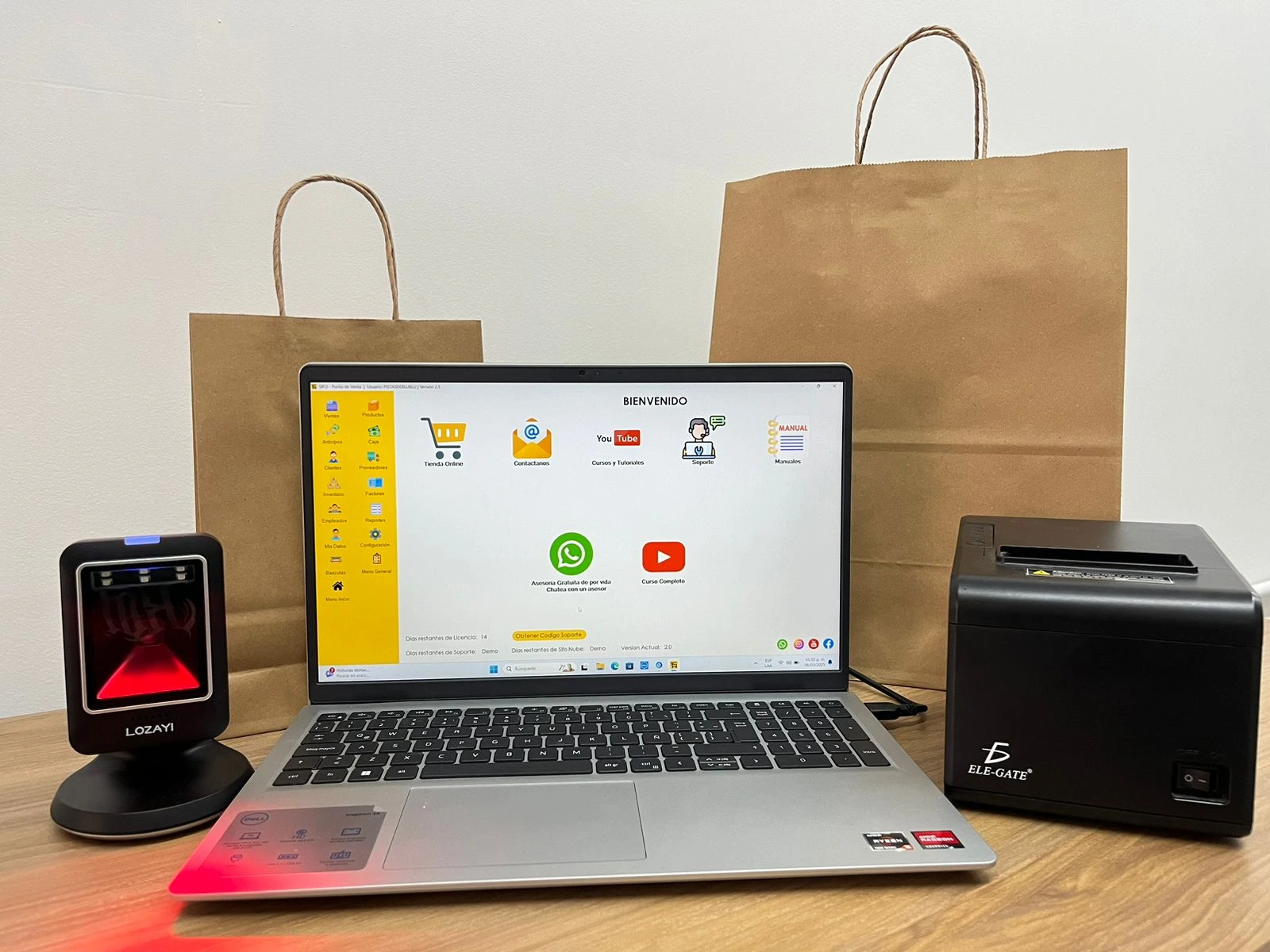 Kit de punto de venta utilizado en una papelería con el software punto de venta SIFO