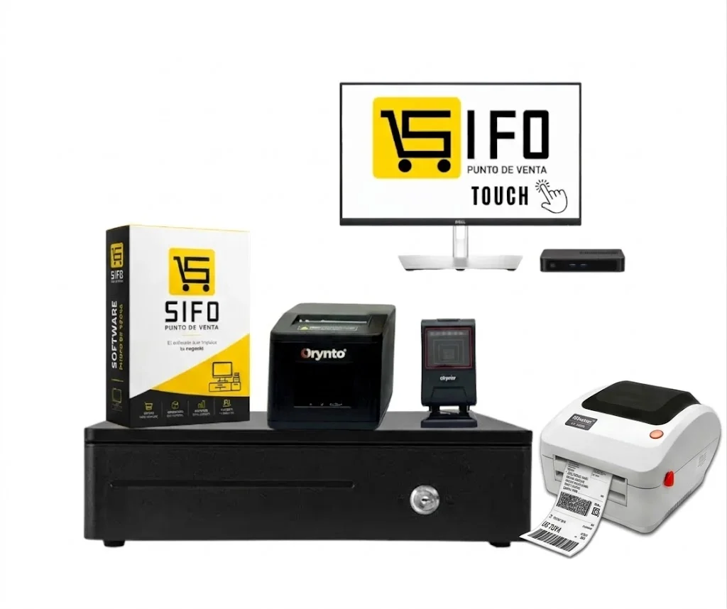 Kit Punto de Venta con Computadora Touch, Impresora 80mm, Cajón Premium y Etiquetas SIFO